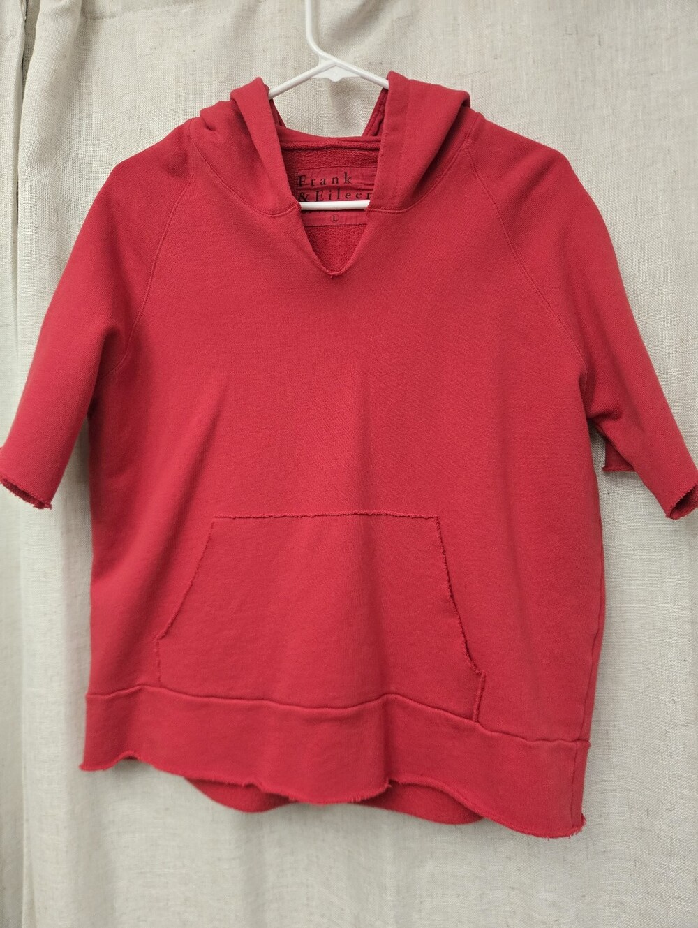 Frank & Eileen Tee Lab Red Raw Edge Short Sleeve Hoodie L Made in USA